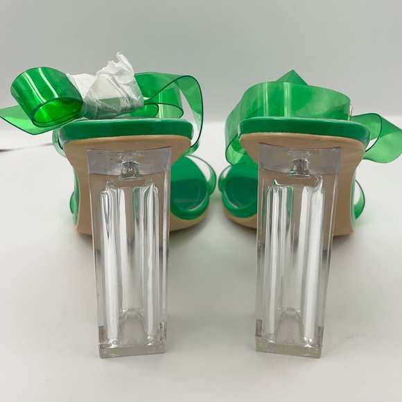 CAPE ROBBIN Maria-2 green transparent peep toe clear block heel sandals - Picture 7 of 12